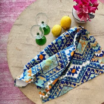 Cotton Tea Towel Kelim Blue by Anna Chandler Design