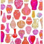 Quirky vases in bright pink, red and orange cotton tea towel best gift shops perth