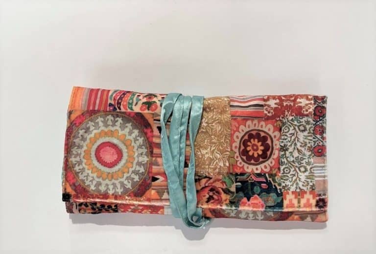 Velvet Jewellery Roll Caravanserai in Ochre and Cinnamon colours