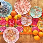 Canvas Table runner Mexicana Orange and Pink by Anna Chandler Design