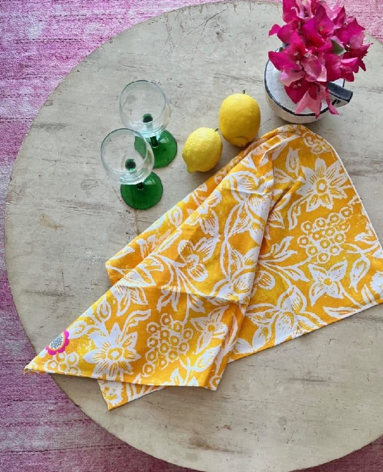 Cotton Tea Towels Saffron Yellow