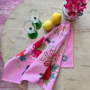 Pink Bird Cotton Tea Towel by Anna Chandler Design
