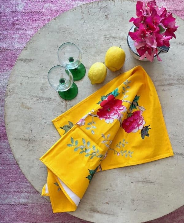 Cotton Tea Towel Yellow Bird by Anna Chandler Design