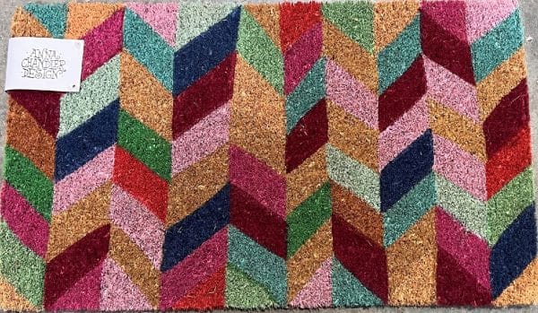 Coir single door doormat Chevron multi colours